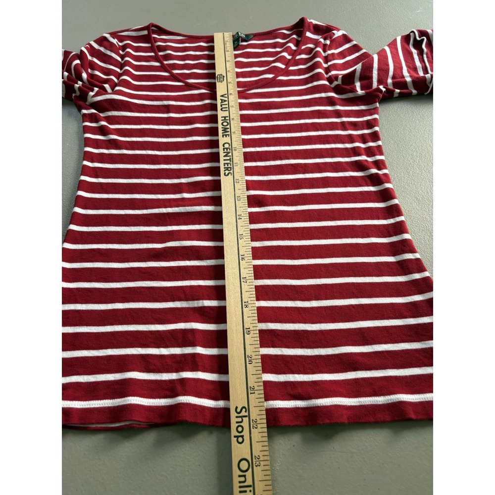 Lauren Ralph Lauren Womens Shirt Sz M Stripe Red White Naut Cuffed Half Sleeve - Picture 6 of 11